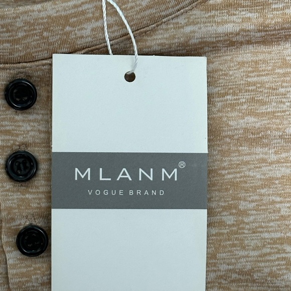 Men’s MYANM Vogue Brand Large Henley Long Sleeve T-Shirt Top Tee Gold Stretch - Picture 7 of 10